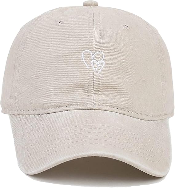 Baseball Cap Adjustable Breathable Sport Casual Cotton Unisex Heart Sun Hat for Women Men