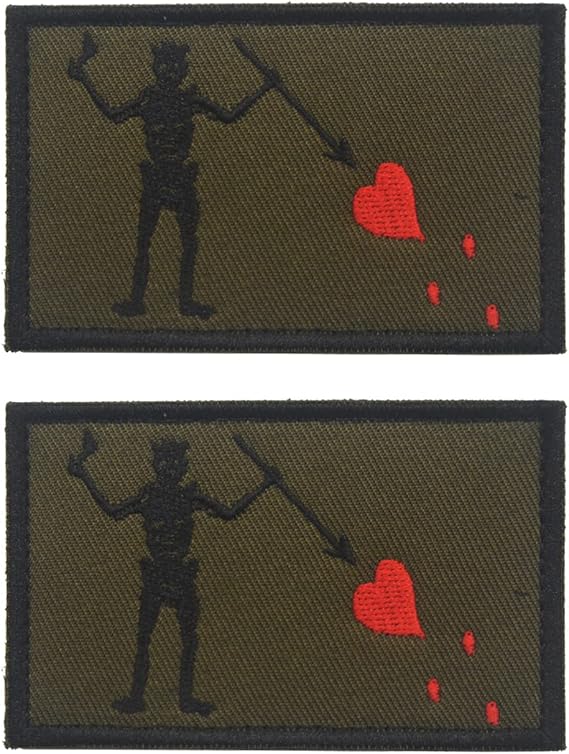 AliPlus 2 PCS Blackbeard Flag Patches Edward Teach Patch Pirate Embroidered Tactical Morale Applique Fastener Hook and Loop(Green), Blackbeard Embroidered 02