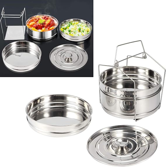Stackable Steamer Cooker Pot 3 Tier Stainless Steel Steamer Cooker Pot Set Steamer Basket with Handle Cook Food Pressure Pot Accessories Pot in Pot Cooking Food Steamer