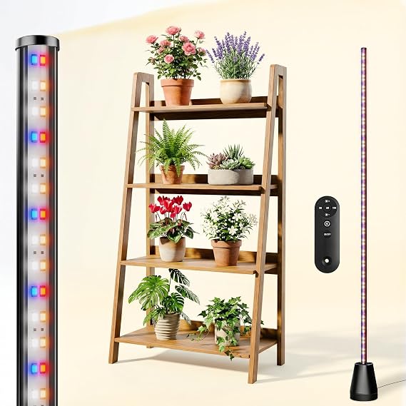60 Inch Grow Lights for Indoor Plants, 24W 192 LED Full Spectrum Grow Light with 3/6/12H Timer, 3 Modes 5 Dimmable Standing Vertical Plant Light for Tall Plants/Flowering