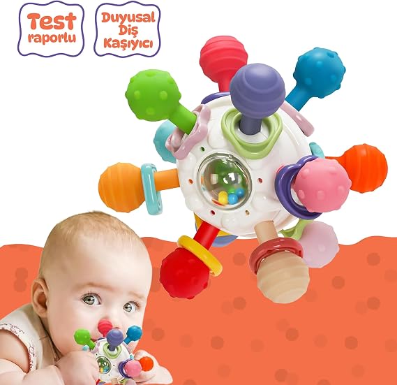Circle Toys Bebek Montessori Duyusal Diş Kaşıyıcı Top, Motor Beceri Gelişim Oyuncağı