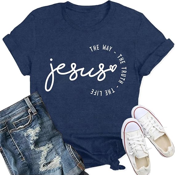 Jesus T Shirts for Women Christian Shirt Inspirational Short Sleeve