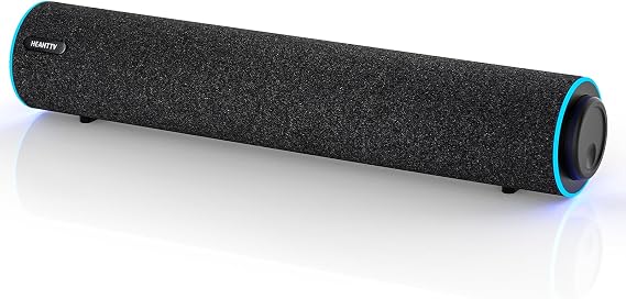 Computer Speakers, USB Powered PC Speakers with Blue LED Lights, Enhanced-Stereo Soundbar for Computer Monitor,3.5mm Aux Input & Volume Knob PC Soundbar for Desktop PC Laptop Monitor Smartphone.