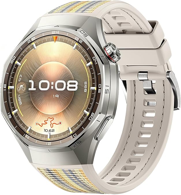 Compatible with Huawei Watch GT 6 Pro 46mm Strap Weaving No Gaps Nylon with Silicone Replacement Band for GT 7 Pro GT6 Pro Straps