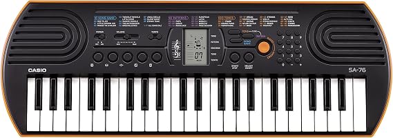 Casiotone SA-76 Mini Keyboard, 44 Mini Keys, Built-in 100 Tones, Accurate Pitch for Convenient Audio Tracking, LCD Screen, Supports 2 Power Supply