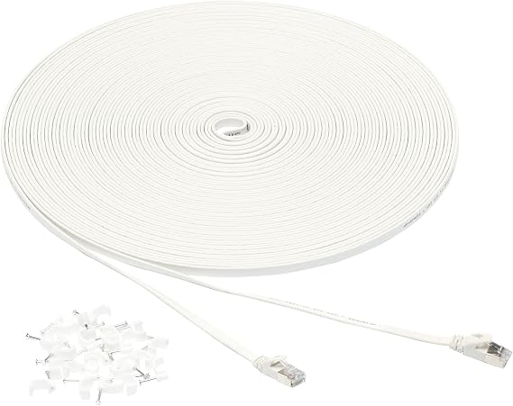 Amazon Basics RJ45 Cat-7 Gigabit Ethernet Network Cable Flat 100ft White