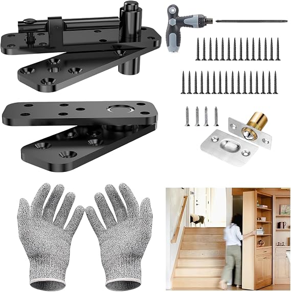 Heavy Duty Hidden Pivot Hinge for Door, 570LBS Load-Bearing (Black)