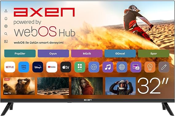Axen AX32HMLN-W02S 32” Frameless HD Ready WebOS Smart TV [Enerji Sınıfı E] [Enerji Sınıfı E]