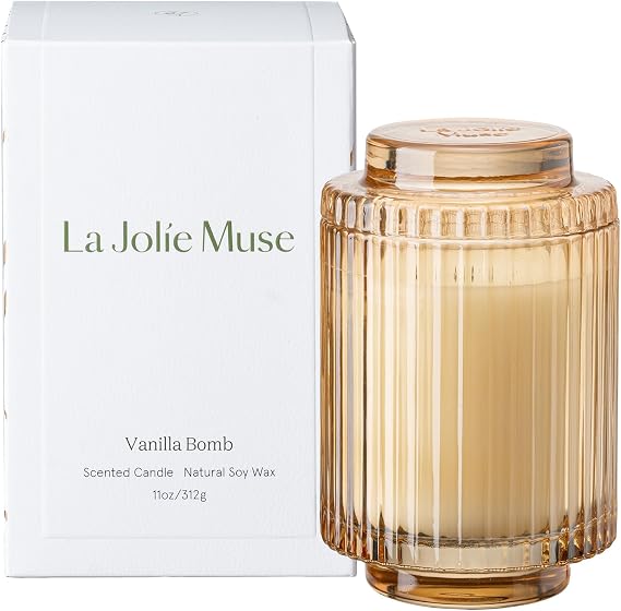La Jolie Muse バニラゼスト 香り付きキャンドル 家庭用 11オンス 天然ソイワックス