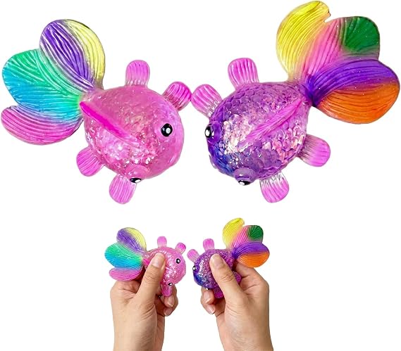 2 PCS Fish Squishy, Sugar Squishy, Jelly Fish Squishy, Sensory Stress Relief, Pink and Purple Malt Sugar Goldfish, 12cm Tools for Aquarium Decoration, Office Desktop