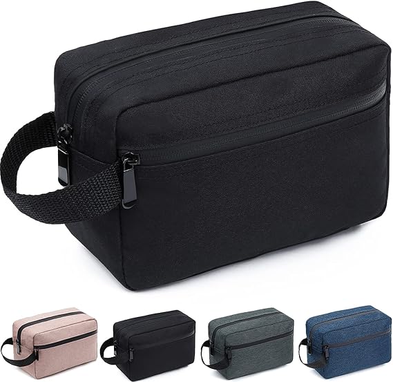 Travel Toiletry Bag for Women and Men, Shaving Bag for Toiletries Accessories, Foldable Storage Bags with Handle for Cosmetics Brushes Tools,Black