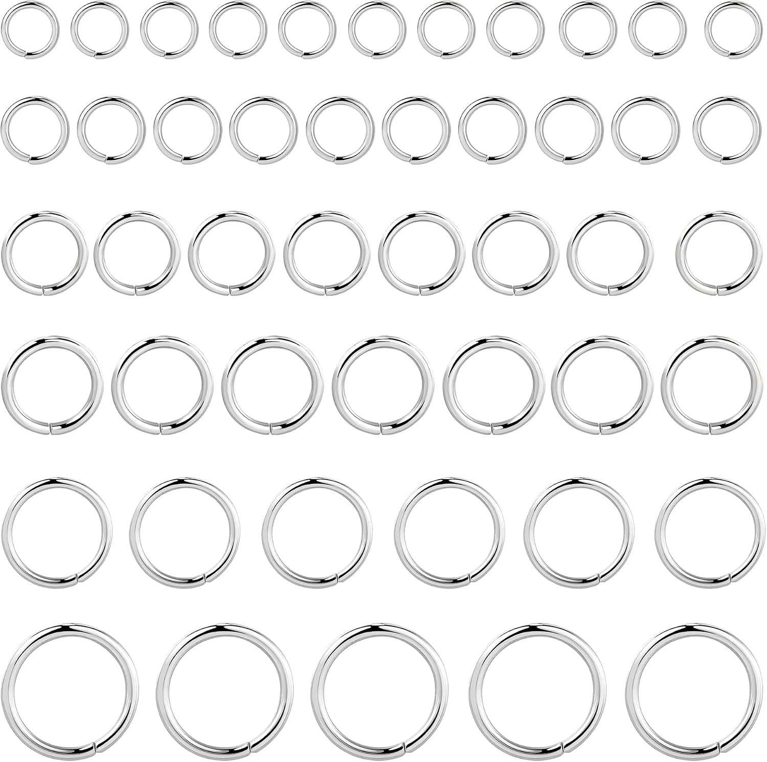 ALEXCRAFT 925 Sterling Silver Open Jump Rings for Jewelry Making, 60Pcs 4 5 6 8 10 mm Jump Rings Sterling Silver Split Rings Open Rings Small Jump Ring for Necklace Bracelet Chain Link Connect Craft
