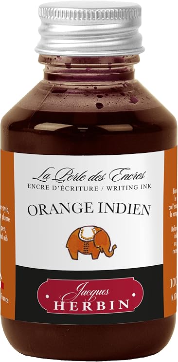 Jacques Herbin 17057T - Writing ink bottle 100ml - Fountain pens, roller pens - Orange indien - Painting - Drawing - Calligraphy - Creative - Arts & Crafts