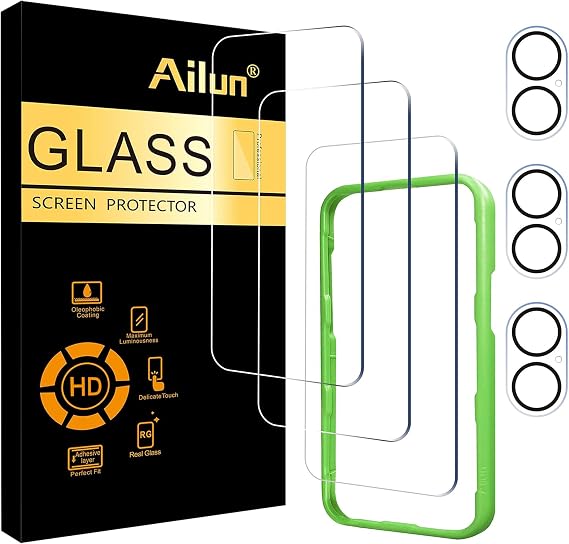 Ailun Screen Protector + Camera Lens Protector for iPhone 17, 3+3 Pack