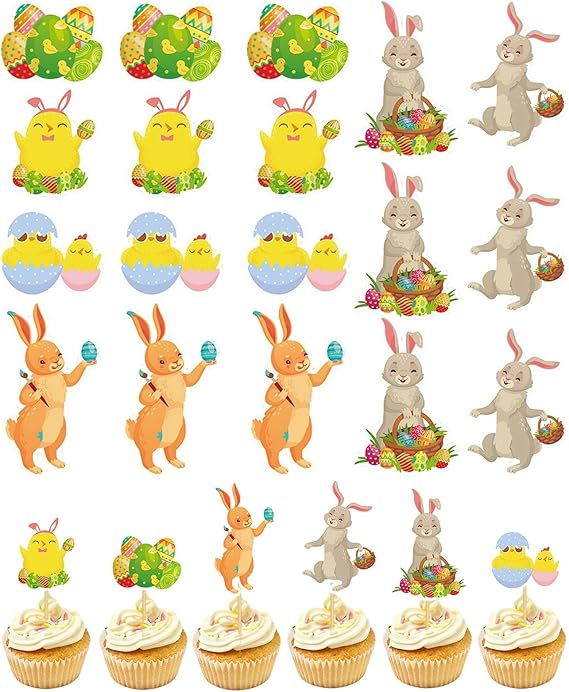 Bunny Cake Decorations 24 Pieces Cute Spring Aesthetic