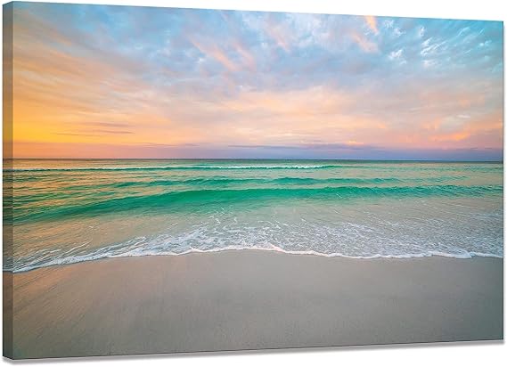 Sea Art Panel, Sea, Blue Sky, White Clouds, Seashore, Sunlight, Landscape Painting, Interior Decoration, Bathroom, Entryway, Wall Hanging, Decorative Painting, Finished Product with Wooden Frame, 11.8