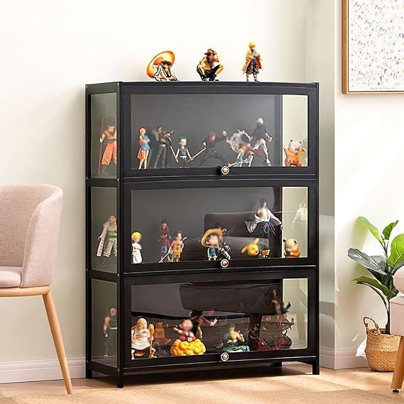 Display Cabinets Acrylic,Suitable for Various Scenarios,for Collectibles,Toys,Books,Modern Sideboard Cupboard Unit,With Doors,for trophies, souvenirs,Tough Texture,trophies,souvenirs