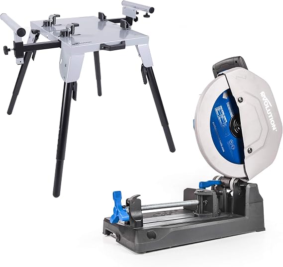 Evolution Power Tools 005-0002 Chop Saw Stand with Universal Fitting with S355CPS Industrial Steel Chop Saw, 355 mm (230 V)