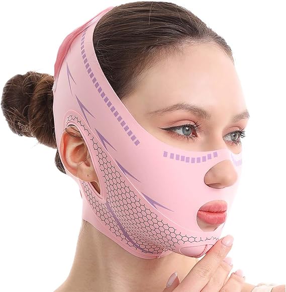 V Face Lift Mask, Reusable Double Chin Reducer for Women, Face Sculpting Mask for Jawline and Sagging Skin, V Shape Slimming Bandage, Breathable Chin Strap for Sleeping