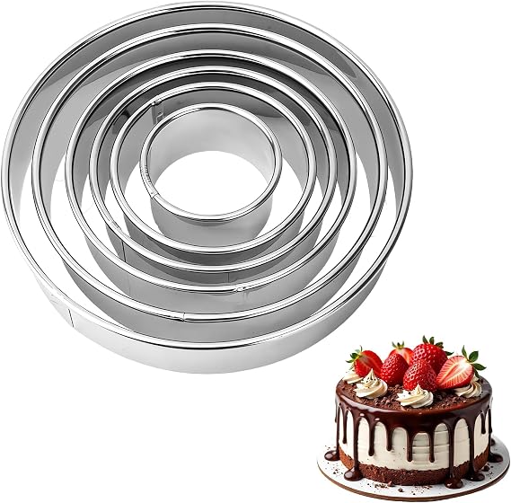 6 Pcs Circle Cookie Cutter Set- 2/3/3.5/4/ 5/6 Inch,Round Cookie Cutter Set,Circle Cutter,Large Cookie Cutters Stainless Steel Circle Cookies Cutters-Variety Pack,Biscuit Cutters for Baking