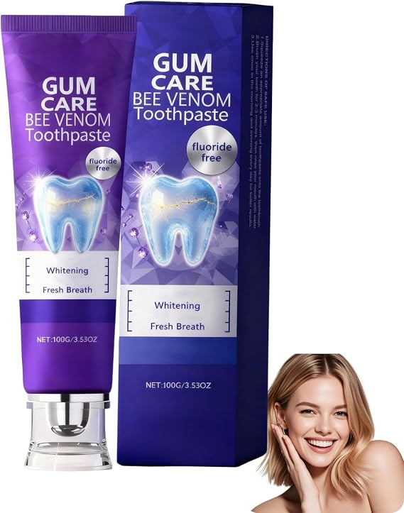 Bee Venom Toothpaste for Gum Care and Teeth Whitening, Bee Venom Dental Toothpaste Natural Deep Clean Stain Removal, Fresh Breath Oral Care for Sensitive Teeth, Suitable for Men and Women, 100g