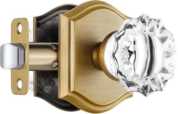 Vintage Style Passage Glass Door Knobs - Antique Brass, 1 Pack
