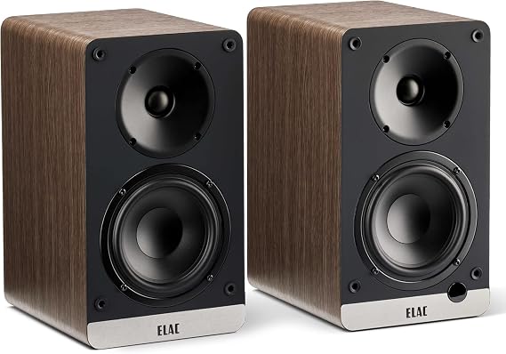 ELAC Debut ConneX DCB41 Compact Speakers for Audio Playback via HDMI, USB, Phono and Bluetooth, Excellent Sound Design, 1 Set of Active Walnut Speakers