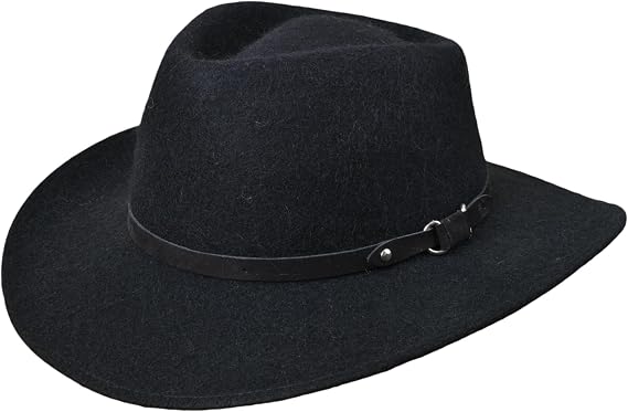 Bigalli Melbourne Alpaca & Wool Felt Cowboy Fedora Hat for Men Women Crushable Teardrop Genuine Leather Detail | Outback