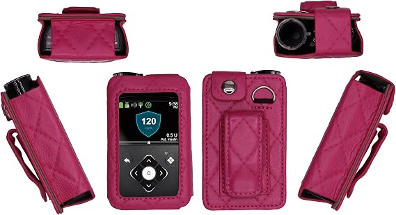 Premium Diamond Check Pattern Holster with Screen Protector & Belt Clip (Neck Lanyard) for Medtronic Minimed Insulin Pump 630G/ 640G/