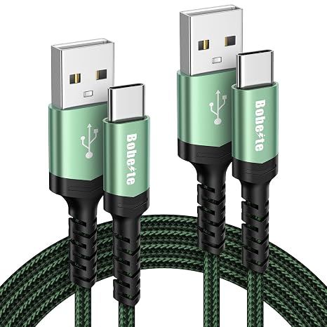 USB to USB C Charger Cable 1M 2Pack Type C Cable 3A Fast Charging Cable Nylon Braided Lead for iPhone 17 16 15 Pro Max 17e 16e Air, Samsung Galaxy S26 S25 S24 S23 S22 S21 S20 plus ultra A55 Note 20