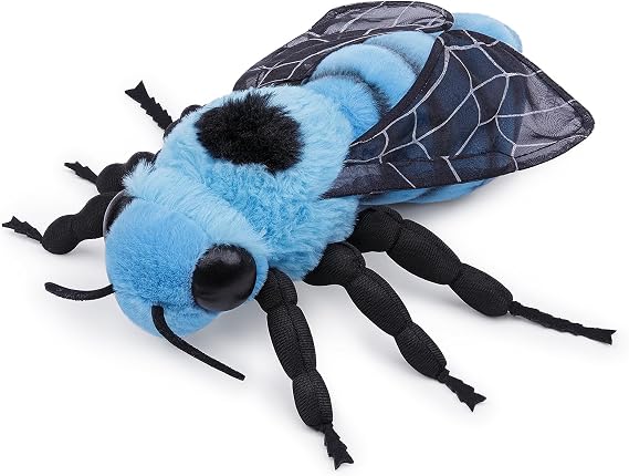 lilizzhoumax Simulation Blue Bee Plush Toy 27cm/10.6”, Cute Realistic Stuffed Animal Wild Insect Toy, Super Soft Blue Bee Plush Home Decoration Animal Toy Gift for Kids