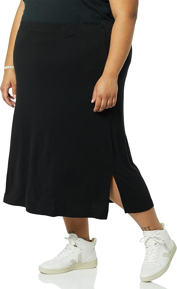 Amazon Essentials Women's Pull-on Knit Midi Skirt (Available in Plus Sizes)