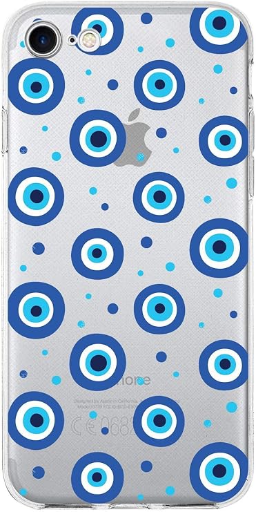 PrintiFy Apple iPhone SE 3 2022 ile Uyumlu 1mm Slim Fit Nazar Boncuğu 1 Baskılı Şeffaf Kılıf