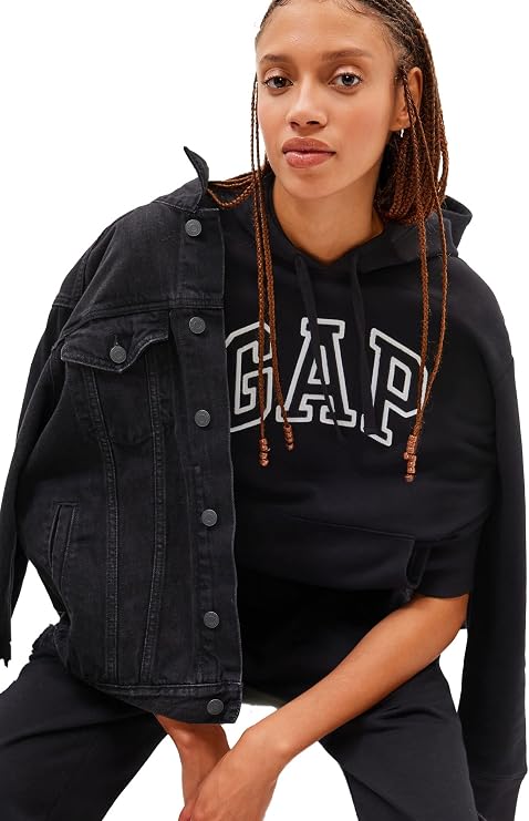 GAP Women's Mini Arch Logo High-low Pullover Hoodie Sweatshirt (pack of 1)
