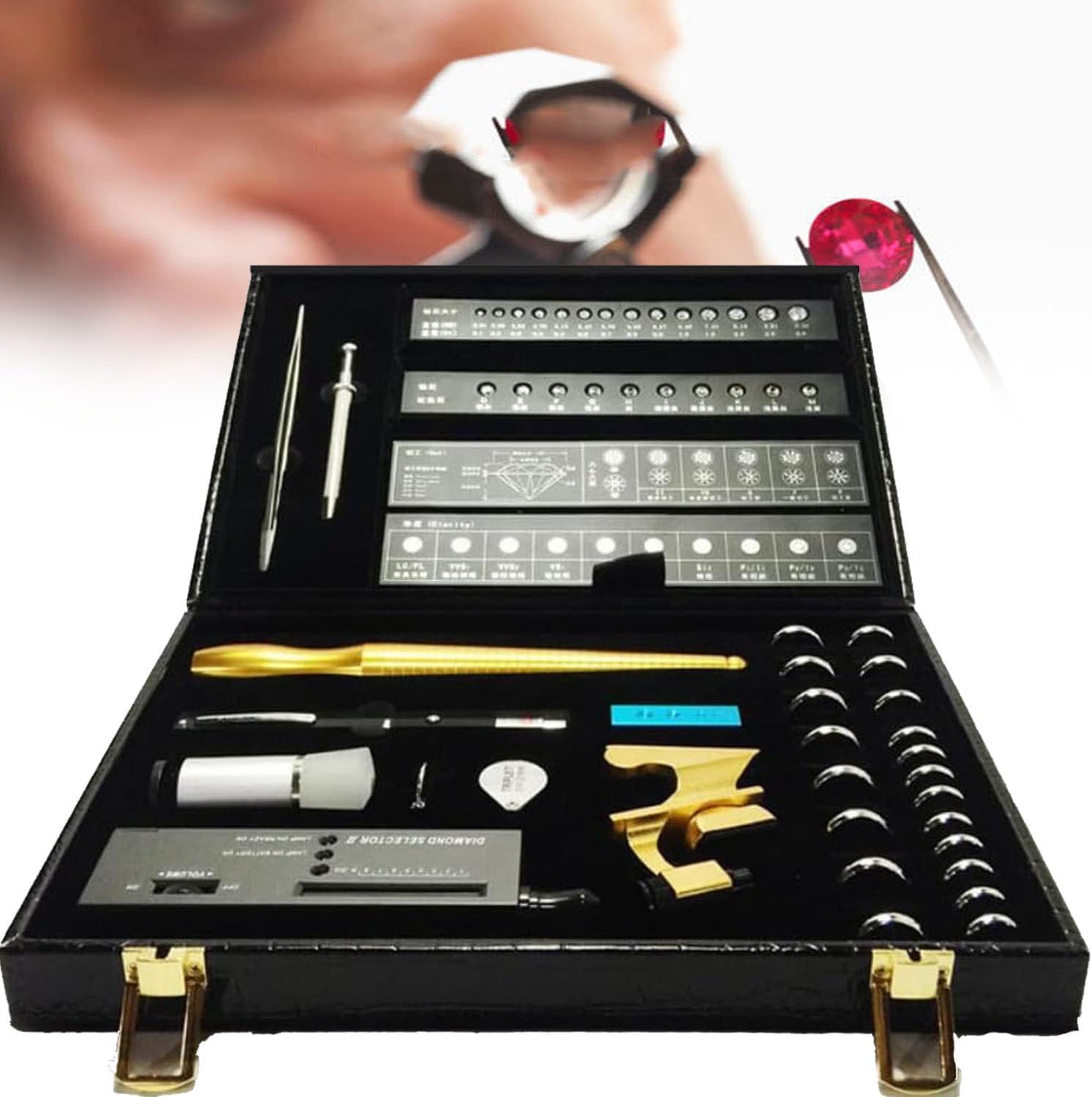 YANGYMM Diamond Selector, Diamond Selector & Gold Testing Kit, Portable Electronic Gemstone Jewelry Tester Pen with Color Stone Tools, Diamond Tester Pen Jewelry Selector