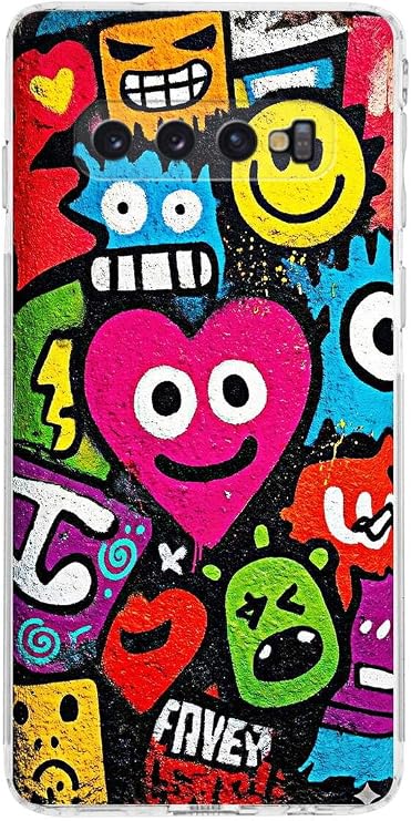 Samsung Galaxy S10 ile Uyumlu Grafiti Aşk Tasarımlı Şeffaf Silikon Kılıf