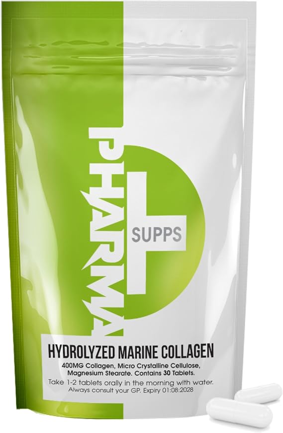 Hydrolyzed Fish Collagen Marine Capsules – Skin, Joint Health Support Supplement – 400mg, 30 Capsules – Pure Fish Collagen for Healthy Skin, Hair, Nails, and Joints – Made in UK