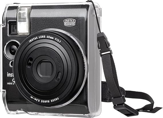 MUZIRI KINOKOO Clear Case Compatible with Fujifilm Fuji Instax Mini 99 Instant Camera, Hard PVC Fuji Mini 99 Carrying Case with Adjustable Shoulder Strap - Transparent