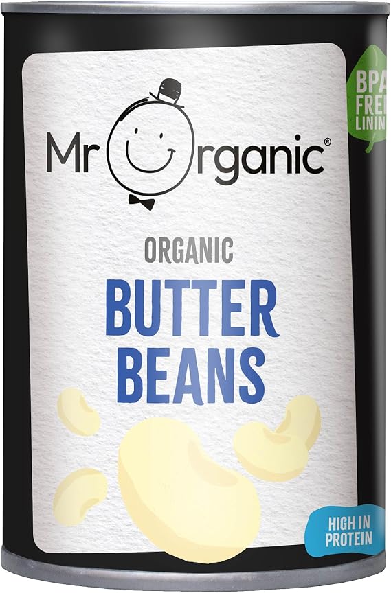 Mr Organic Butter Beans - 400g, High in Protein &amp; Fibre