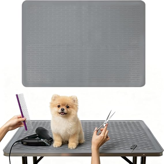 Dog Grooming Table Mat, Non-Slip Silicone Pad, 28 x 19.7 in Grey