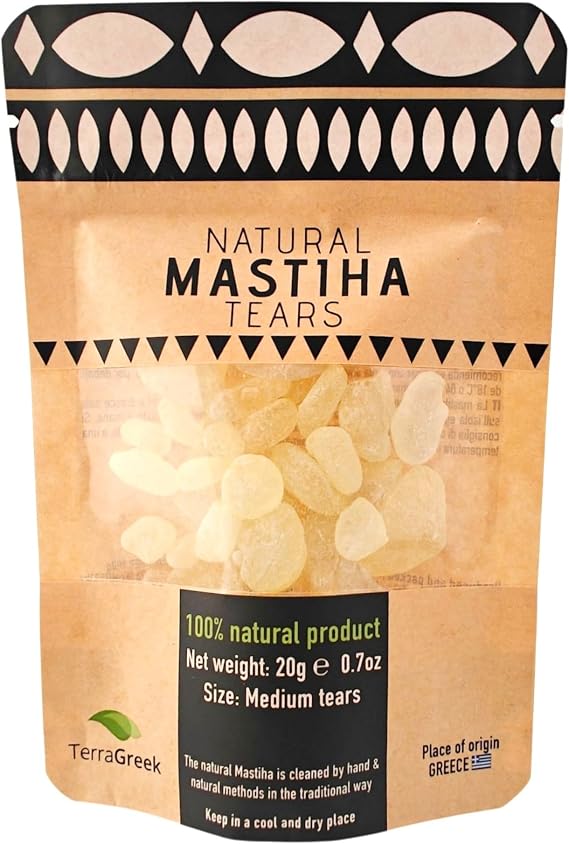 Chios Mastiha Tears Gum Greek 100% Natural Mastic Packs From Mastic Growers (20gr Medium Tears)