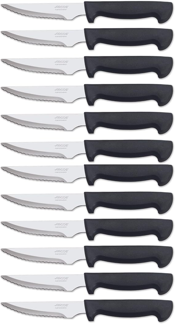 Arcos Table Knife | Chop Knife | Meat Knife | Table Knife | Pack of 12 | Stainless Steel Blade 115 mm, Polypropylene Handle Black