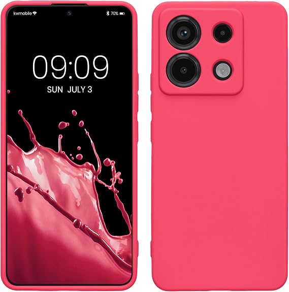 kwmobile Case for Xiaomi Redmi Note 13 Pro 5G / Poco X6 5G Case - Protective Slim TPU Phone Cover - Soft Matte Finish - Neon Pink