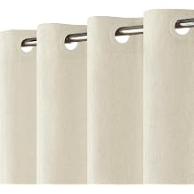 Hotel Style No Hook Rustic Linen Shower Curtain for Bathroom 230GSM Thick Fabric Texture Shower Curtains, Enhanced Waterproof, Weighted Hem, Washable Bath Curtains for Wet Rooms, 183 x 191cm, Cream