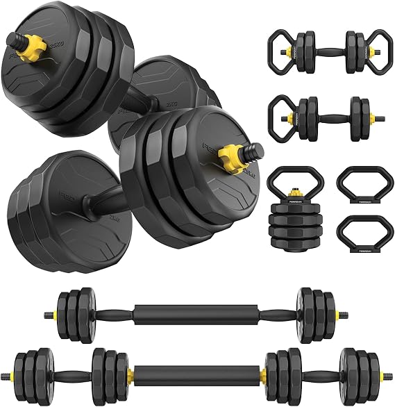 FEIERDUN 5-in-1 Adjustable Dumbbell Set 20/25/30/40kg, 12-Side Anti-Roll