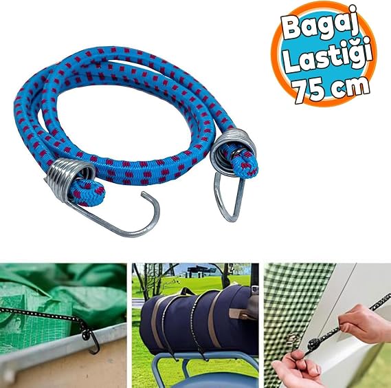 Kancalı Elastik Motorsiklet Oto Araç Araba Bagaj Lastiği Bisiklet Sabitleme Lastik Ahtapot 75 cm