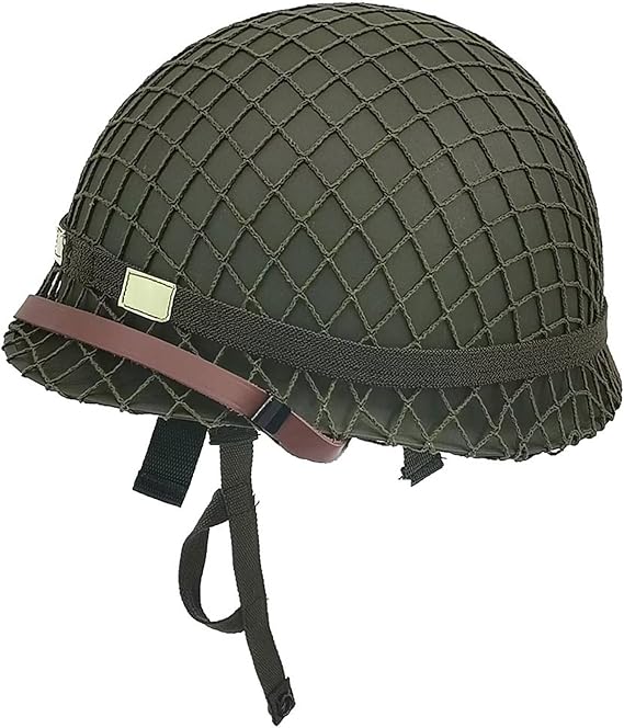Ww2 アメリカ陸軍 M1 スチール ミリタリー ヘルメット レプリカ 第2次世界大戦 ギア Ww2 ユニフォーム ベトナム 戦争 ヘルメット ネットカバー付き あごストラップ キャットアイ バンド