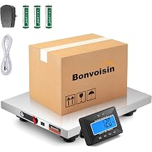 Bonvoisin Cordlesss Postal Scale 450kg/990lb with Seperate LCD Display, Stainless Steel Platform, Batteries & Plug-in Dual Use, kg/lb/oz/lb:oz, TARE/HOLD/COUNT Functions