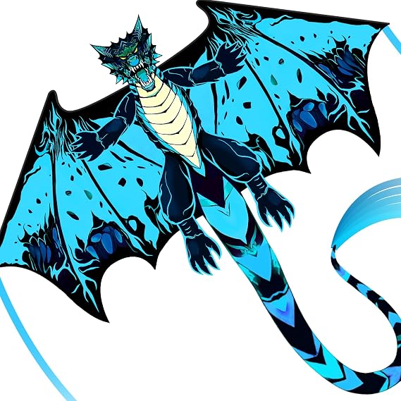 SGftre Red Evil Dragon Kite for Kids & Adults Easy to Fly,Single Line String with Tail for Beach Flying Kites,Kite for Outdoor Activities Family Parties and Beach Games