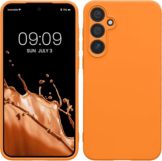 kwmobile Mobile Phone Case for Samsung Galaxy A55 5G Case - Soft Mobile Phone Silicone Case - Protective Cover - Fruity Orange